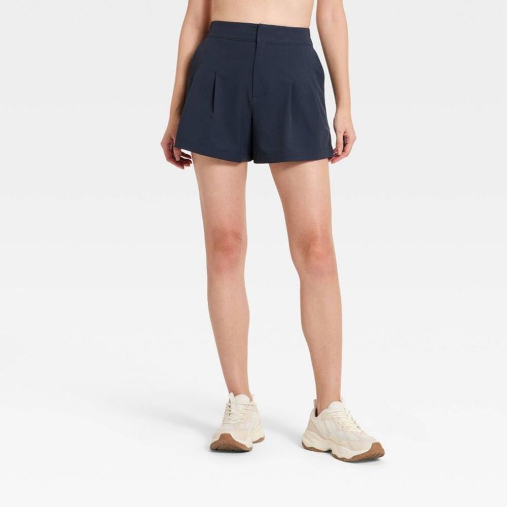 all in motion Navy High-Waist Pleated Golf Shorts